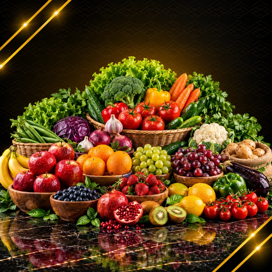 Fresh fruits and vegetables collection